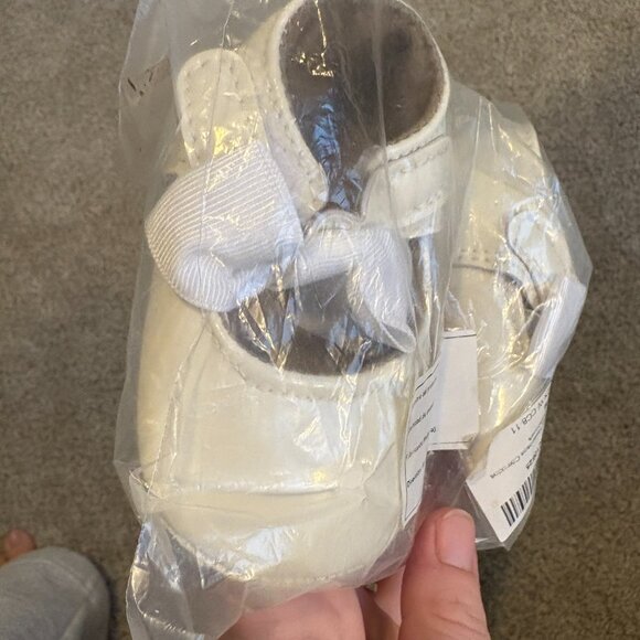 White Bow Soft Sole Baby Shoes Ballet Flats NEW size 3 - Picture 4 of 7